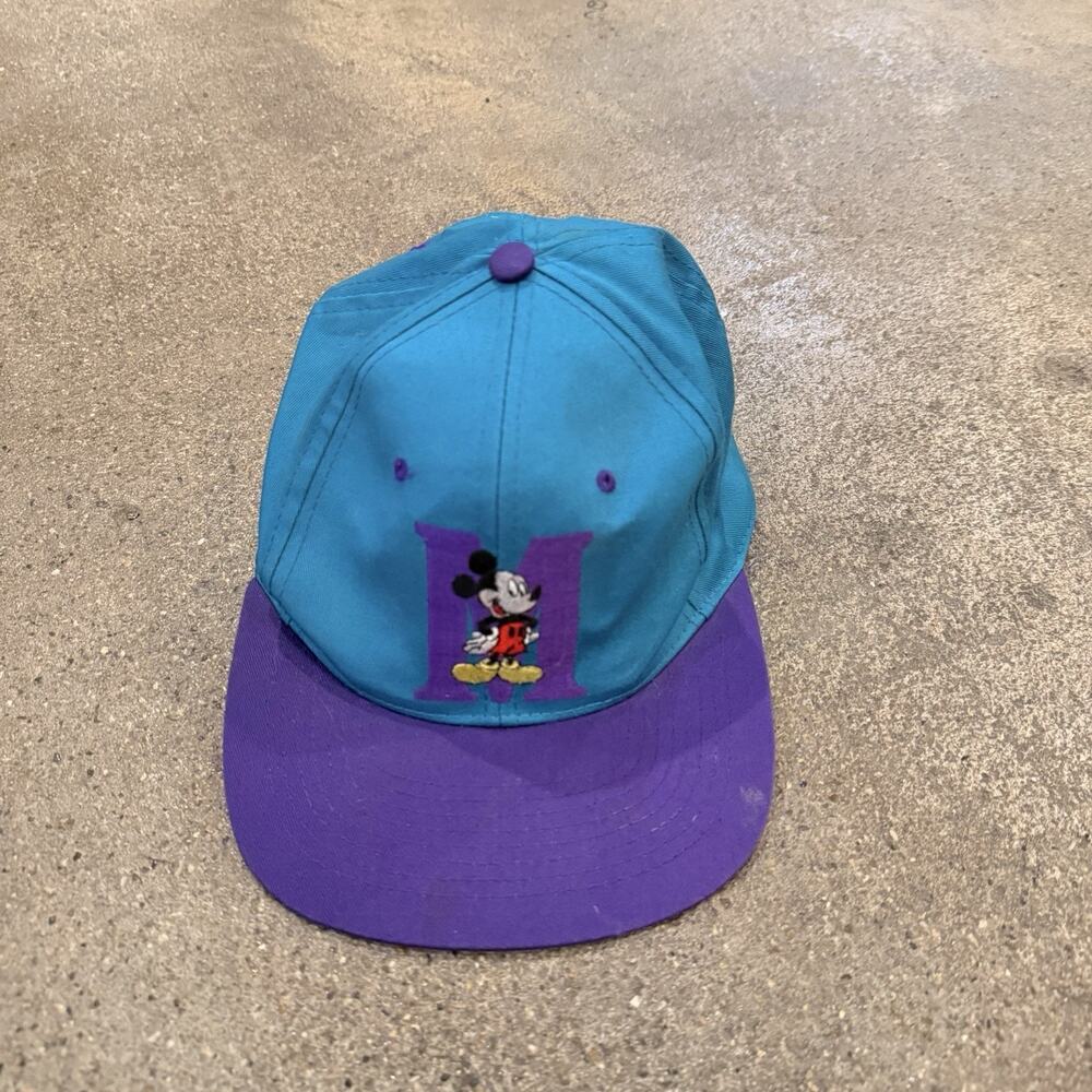 Vintage 90s Mickey Mouse Unlimited Colorblock Embroidered Disney Snapback Hat